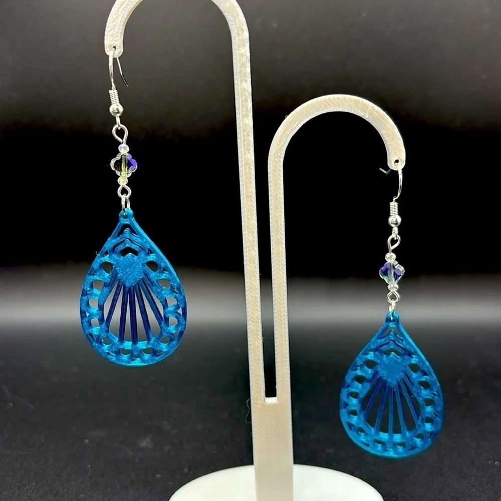 Handmade Teal Earrings with Silver Accents